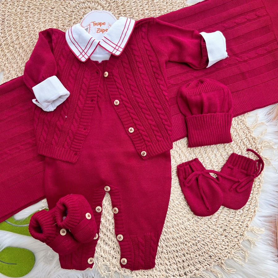 Saída de Maternidade Completa 7 Peças - Vermelho